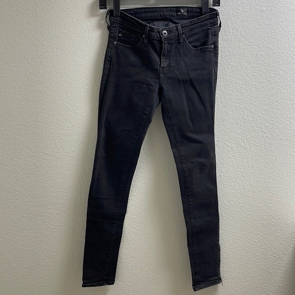 S) AG Adriano Goldschmied Super Stretch Split side Slim Ankle Skinny Jeans Black - Picture 12 of 12